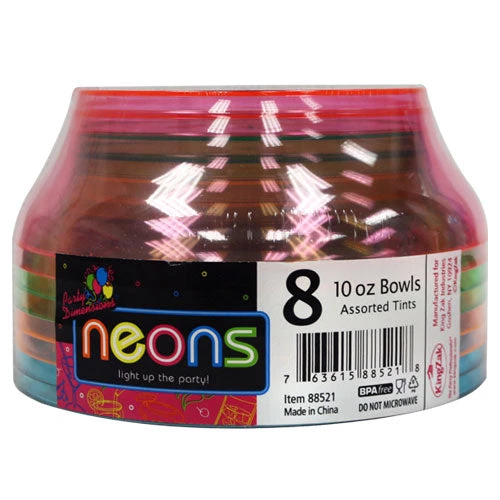 King Zak Plastic Neon Tableware<br />Size Options: 9inch Plate, 6inch Plate, 10oz Bowl And 6oz Bowl 5 King Zak Plastic Neon TablewareSize Options: 9inch Plate, 6inch Plate, 10oz Bowl And 6oz Bowl