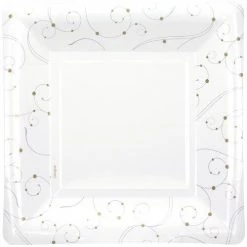 King Zak Premium Heavy Weight Paper Swirls And Pearls Dinnerware