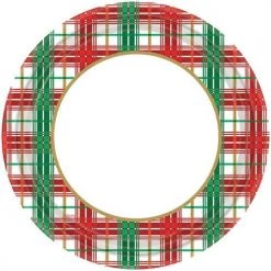 King Zak Everyday Tableware Premium Heavy Weight Paper Christmas Plaid TablewareSize Options: 10inch Plate, 7inch Plate, Lunch Napkin, Beverage Napkin, 9oz Cup And 54inchx96inch Tablecover