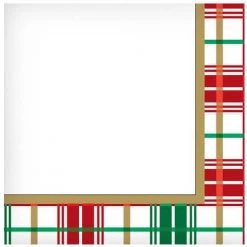 King Zak Premium Heavy Weight Paper Christmas Plaid TablewareSize Options: 10inch Plate, 7inch Plate, Lunch Napkin, Beverage Napkin, 9oz Cup And 54inchx96inch Tablecover