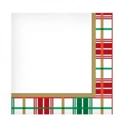 King Zak Premium Heavy Weight Paper Christmas Plaid TablewareSize Options: 10inch Plate, 7inch Plate, Lunch Napkin, Beverage Napkin, 9oz Cup And 54inchx96inch Tablecover