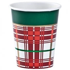 King Zak Premium Heavy Weight Paper Christmas Plaid TablewareSize Options: 10inch Plate, 7inch Plate, Lunch Napkin, Beverage Napkin, 9oz Cup And 54inchx96inch Tablecover