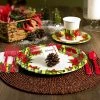 King Zak Premium Heavy Weight Paper Poisettia Wreath TablewareSize Options: 10inch Plate, 7inch Plate, Lunch Napkin, Beverage Napkin, 9oz Cup And 54inchx96inch Tablecover