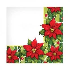 King Zak Premium Heavy Weight Paper Poisettia Wreath TablewareSize Options: 10inch Plate, 7inch Plate, Lunch Napkin, Beverage Napkin, 9oz Cup And 54inchx96inch Tablecover