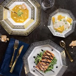 King Zak Tabletop Premium Extra Heavy Weight Plastic Lacetagon Dinnerware