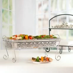 King Zak Disposable Aluminum Aluminum Decorative Chafing Rack W/Fuel Holder