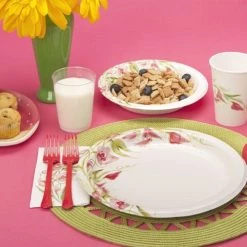 King Zak Premium Paper Floral Oval TablewareSize Options: 12inch Plate, 10inch Plate, 8.75inch Plate, 7inch Plate, 20oz Bowl, 12oz Bowl, 12oz Cup., And Lunch Napkin