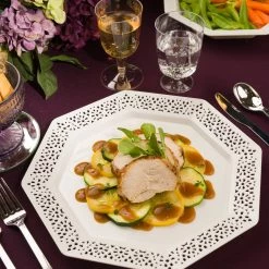 King Zak Tabletop Premium Extra Heavy Weight Plastic Lacetagon Dinnerware