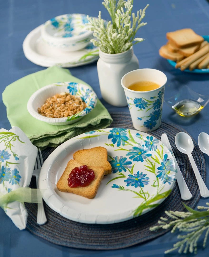 King Zak Premium Paper Floral Tableware<br />Size Options: 12inch Plate, 10inch Plate, 8.75inch Plate, 7inch Plate, 20oz Bowl, 12oz Bowl, 12oz Cup., And Lunch Napkin Tabletop 3 King Zak Premium Paper Floral TablewareSize Options: 12inch Plate, 10inch Plate, 8.75inch Plate, 7inch Plate, 20oz Bowl, 12oz Bowl, 12oz Cup., And Lunch Napkin Tabletop