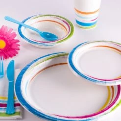 King Zak Tabletop Brushstrokes TablewareSize Options: Size Options: 12inch Plate, 10inch Plate, 8.75inch Plate, 7inch Plate, 20oz Bowl, 12oz Bowl, 12oz Cup., And Lunch Napkin