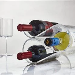 King Zak Acrylic Wine Rack Three Bottle Holder Lillian Table Settings